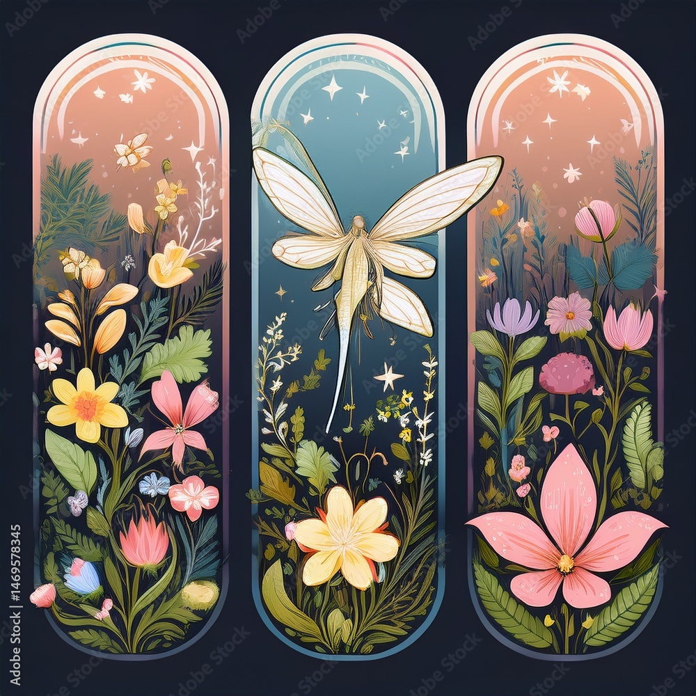 set seamless floral pattern