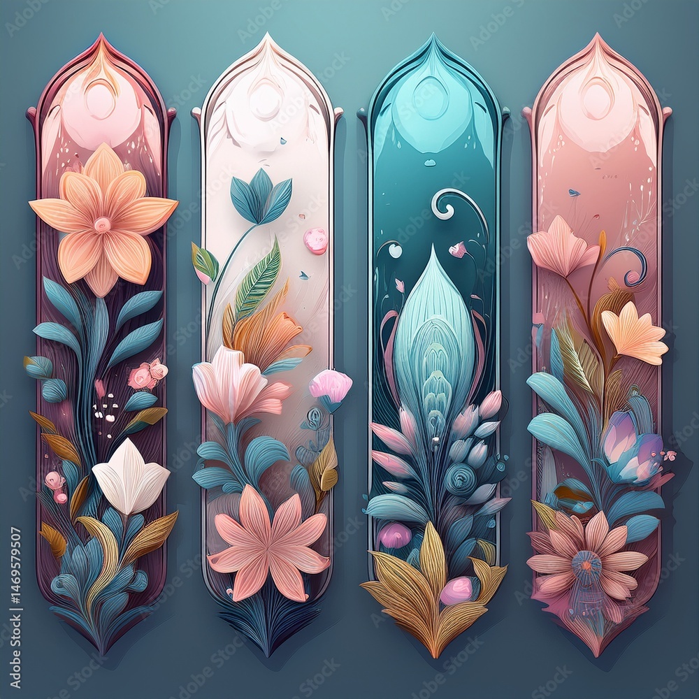 set seamless floral pattern