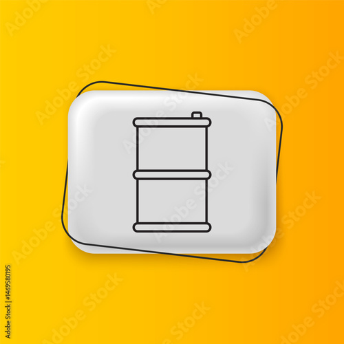 Black Barrel oil icon isolated on yellow background. Silver rectangle button. Vector
