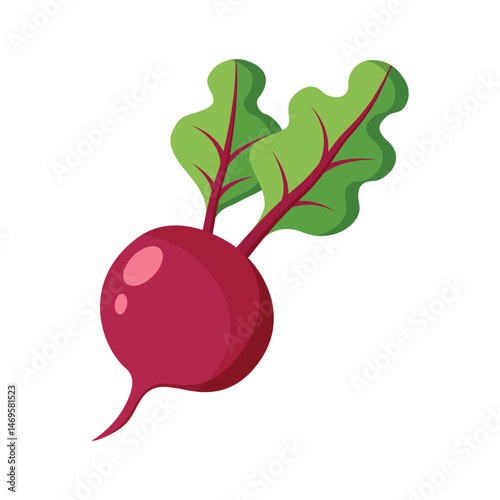 Beetroot vegetable with leaves icon in flat style. Beet plant vector illustration on isolated background. Healthy food sign business concept.