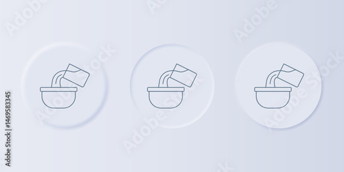 Grey Saucepan icon isolated on grey background. Cooking pot. Boil or stew food symbol. Set icons in square buttons. Vector