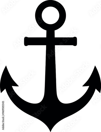 Anchor vector black silhouette print design