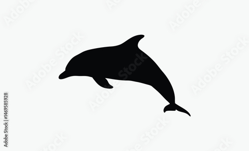 dolphin silhouette vector, black marine icon, ocean animal shape, aquatic mammal outline, jumping dolphin graphic, sea life symbol