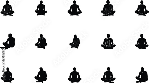 Man in Sitting Posture Silhouette, Relaxed Pose Illustration, Resting Figure Outline, Calm Moment Art