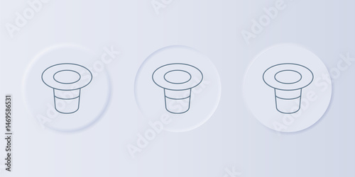Grey Magic hat icon isolated on grey background. Magic trick. Mystery entertainment concept. Set icons in square buttons. Vector