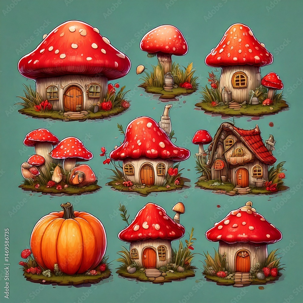 set of fairy tale houses