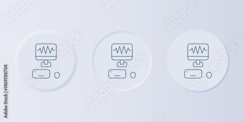 Grey Music sound recording studio control room with professional equipment icon isolated on grey background. Set icons in square buttons. Vector