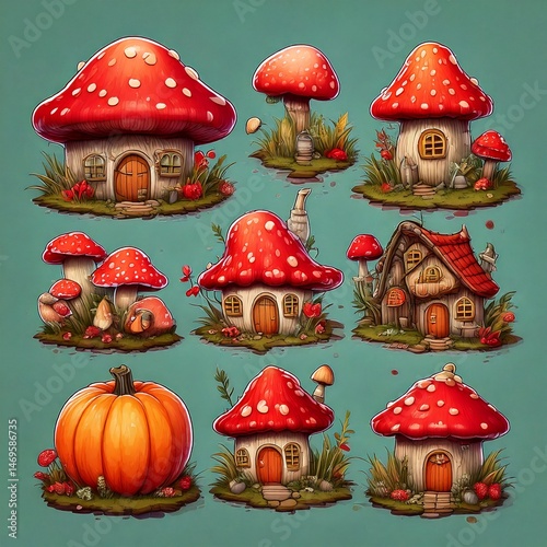 Obraz na płótnie set of fairy tale houses
w salonie