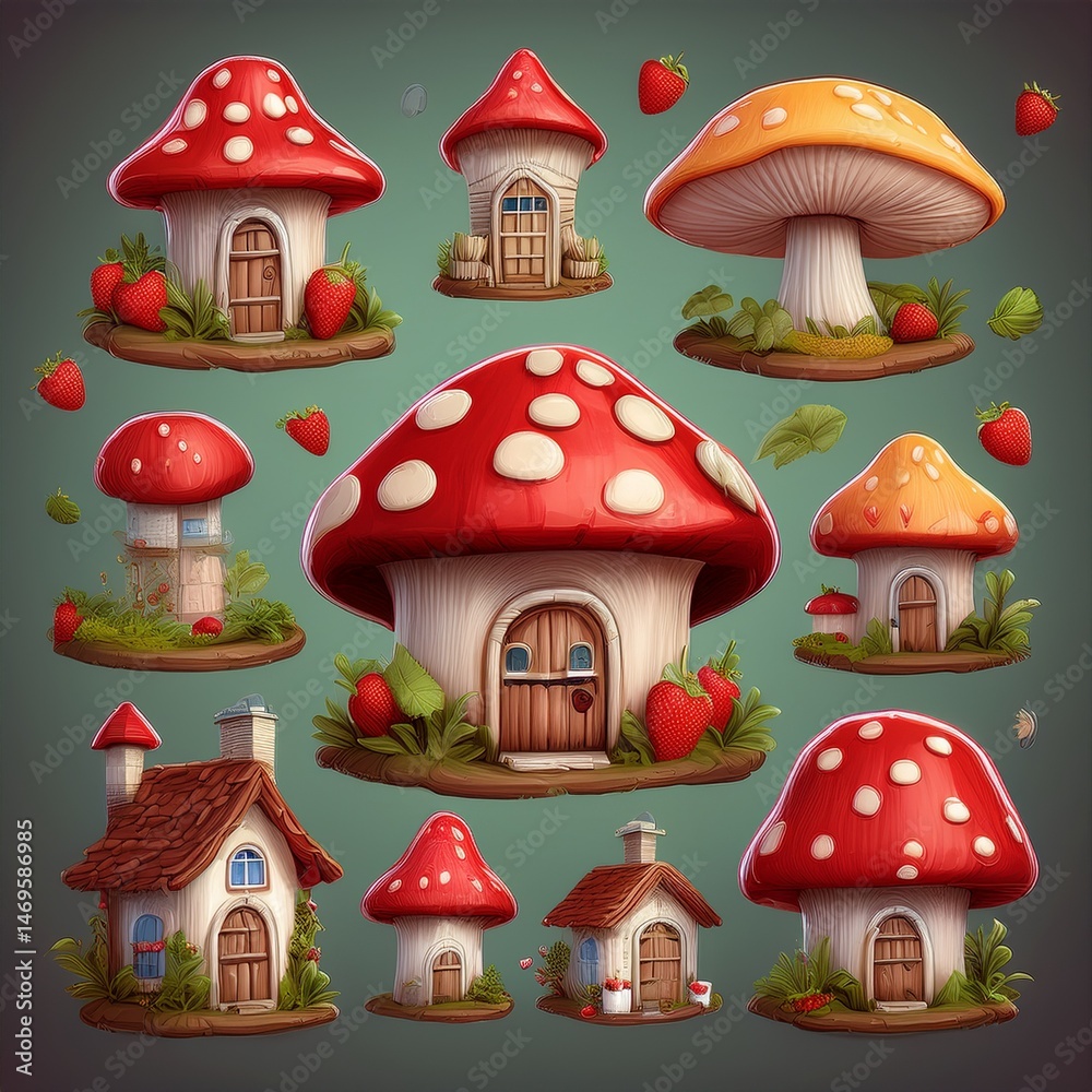 set of fairy tale houses