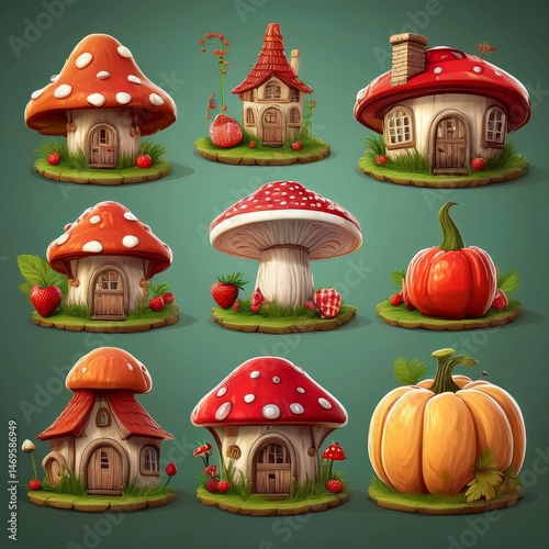 Obraz na płótnie set of fairy tale houses
w salonie