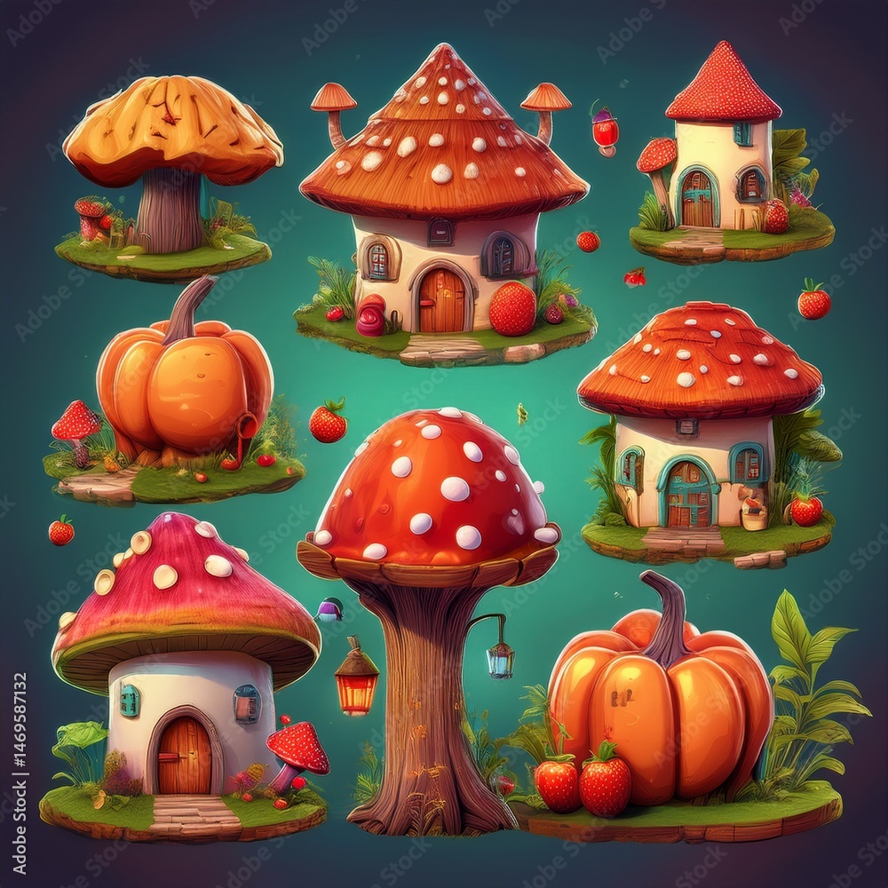 set of fairy tale houses