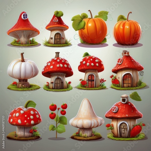 Obraz na płótnie set of fairy tale houses
w salonie