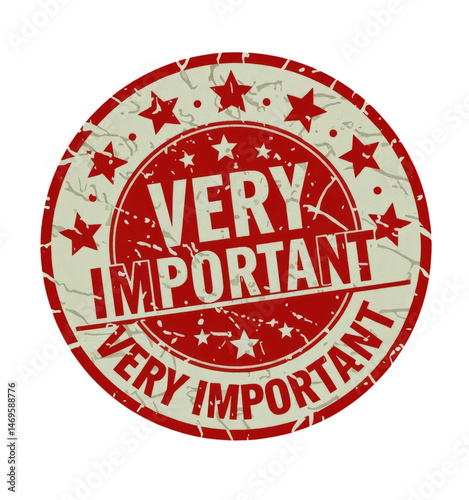 Red Very Important Stamp, Isolated Transparent Background