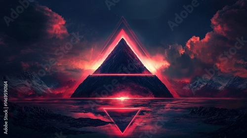 A stylized illustration that merges the grandeur of mountains with a distinct triangle.