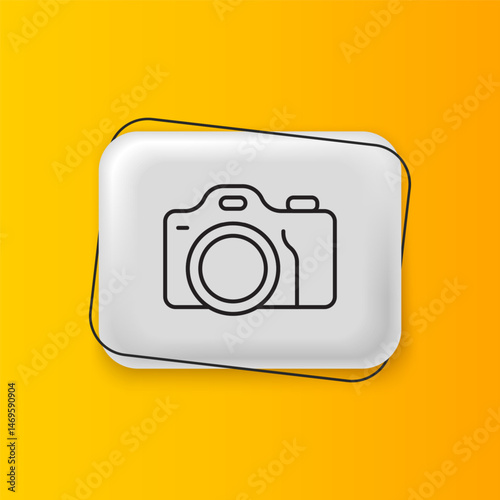 Black Photo camera icon isolated on yellow background. Foto camera. Digital photography. Silver rectangle button. Vector