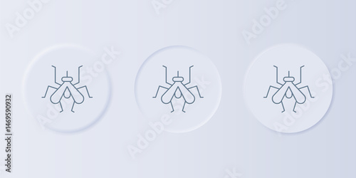 Grey Mosquito icon isolated on grey background. Set icons in square buttons. Vector