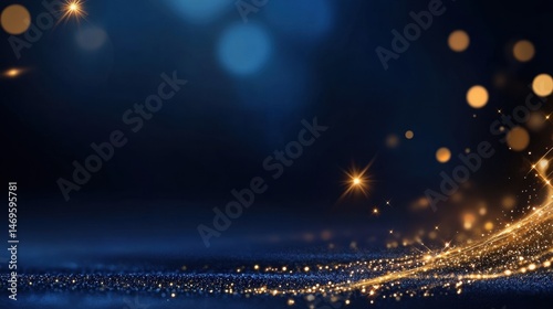 Midnight blue background with twinkling gold starbursts in retro style