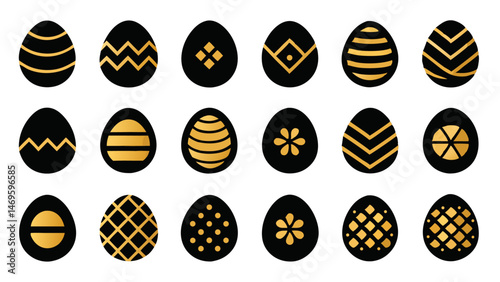 Golden 3D easter egg set with realistic designs perfect for seasonal promotions and crafts