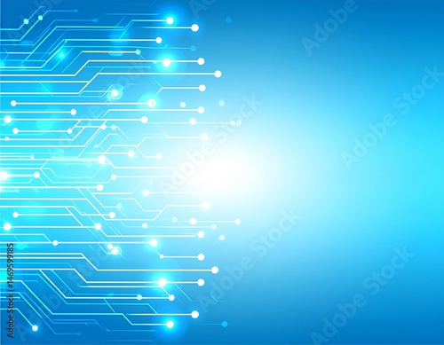 Abstract Technology Lines and Glowing Circuits