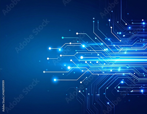 Abstract Technology Lines and Glowing Circuits