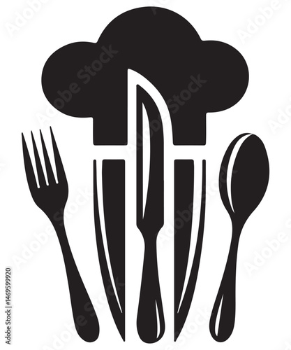 Chefs Hat, Knife, Fork, Spoon Culinary Restaurant Icon