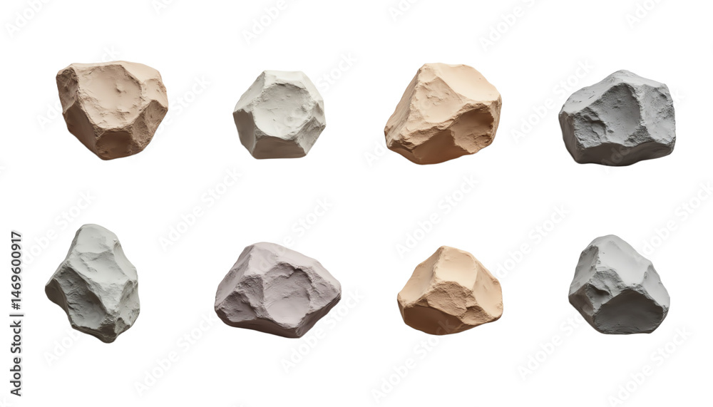 Naklejka premium Collection of unique textured stones.