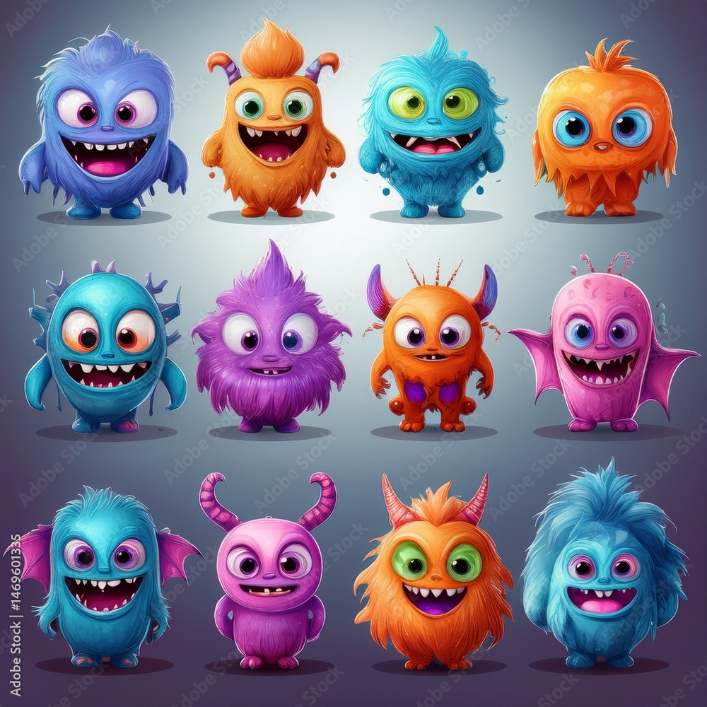 set of funny monsters set of funny monsters