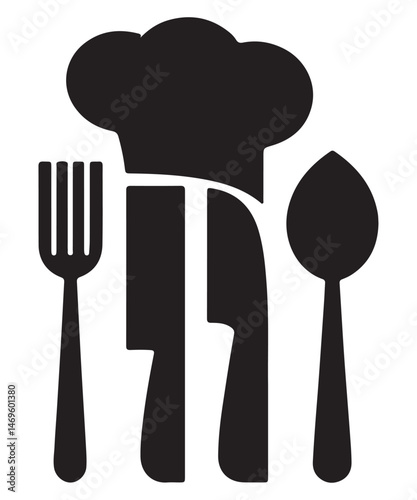 Chefs Hat, Knife, Fork, Spoon Culinary Restaurant Icon