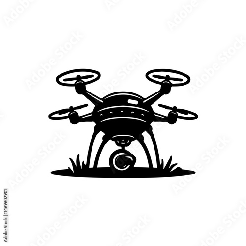 Stylized drone silhouette for modern technology or aerial photography logo design