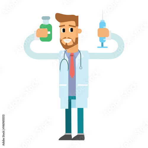 cartoon character man doctor style