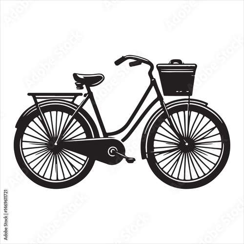 Classic Bicycle Silhouette for City Rides , black colour vactor