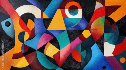 Chromatic Symphony, A Textured Geometric Abstract Composition