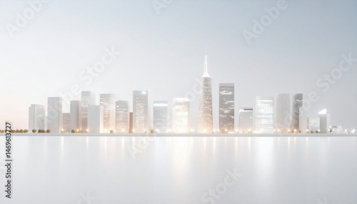 Cityscape with Building Skyline and Lights