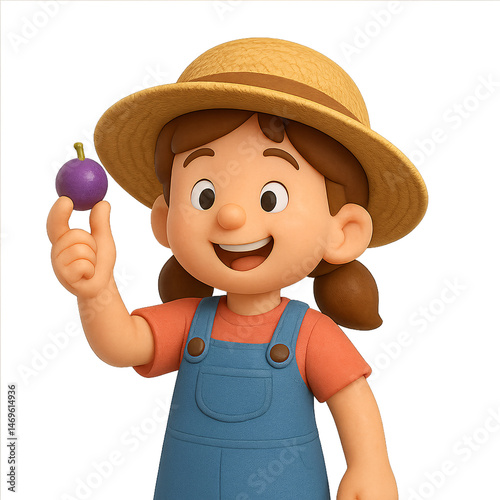 Child enjoying a fun day on the farm rural setting digital illustration bright and cheerful atmosphere close-up view playful concept