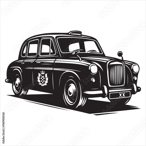 Classic black Cab Iconic Taxi Silhouette in Motion , black colour vactor 