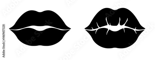 Imprint of women's lips for a kiss. Silhouette of a kiss. Imprint of lipstick, makeup. Kiss sign symbolizing passion and romance. Vector illustration of Valentine's Day. Vector illustration EPS 10