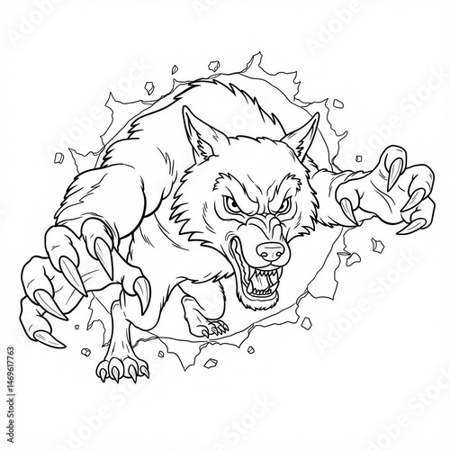 ferocious wolf sketch 