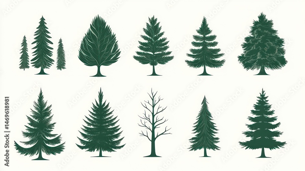 Forest Tree Silhouettes Collection Forest Tree Silhouettes Collection