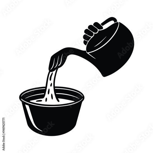 hand pouring pani from ladle