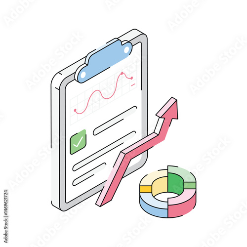 Here is an amazing isometric icon of growth report