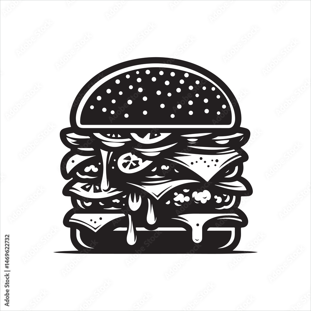 Obraz premium Cheeseburger silhouette vector illustration
