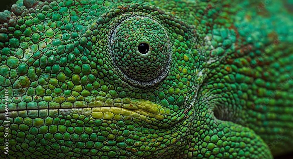 Obraz premium Close up of a chameleon skin pattern with multicolored, textured scales, centered on a white background, ultra detailed, 8k resolution 