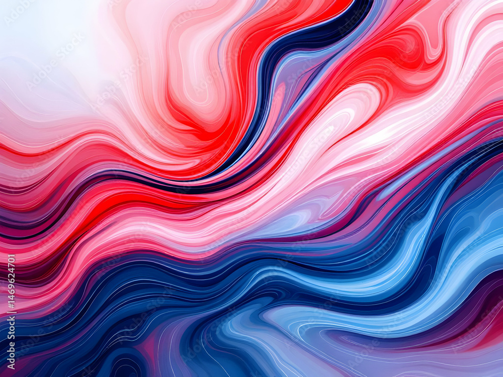 Obraz premium abstract fluid paint art, abstract swirling liquid flows, colorful fluid wave pattern, pink and blue fluid dynamic waves, digital paint effects, fluid motion artwork.