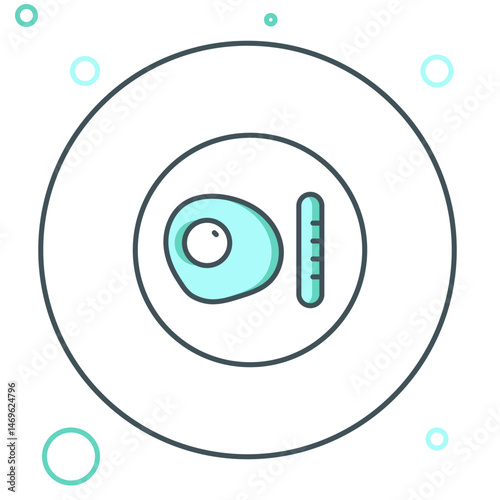Line Traditional british breakfast, fried eggs with sausage icon isolated on white background. Colorful outline concept. Vector