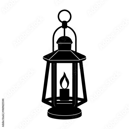 Elegant candle lantern silhouette vector design with intricate decorative structure