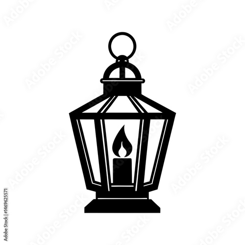 Elegant decorative candle lantern silhouette vector illustration design element