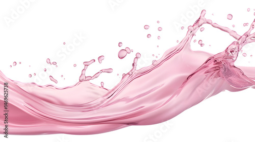 Pink Water Splash Elements in Soft Fluid Design Isolated