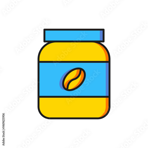 Color Coffee jar bottle icon isolated on white background. Flat filled outline style with shadow. Vector
