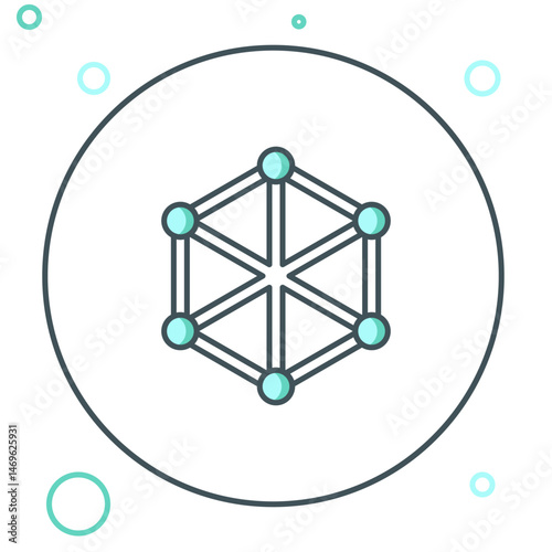 Line Blockchain technology icon isolated on white background. Cryptocurrency data. Abstract geometric block chain network technology business. Colorful outline concept. Vector