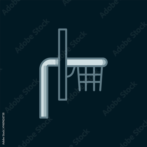 Line Basketball backboard icon isolated on black background. Flat filled outline style with shadow. Vector
